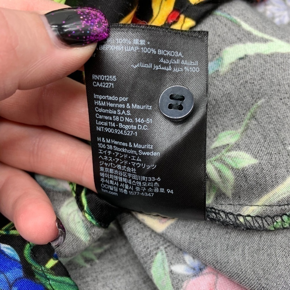 🎉H&M Black w/ Floral Pattern Long Sleeve Dress - Picture 7 of 7